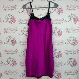 La SENZA dress shiny shimmer lace bows chemise Fuchsia and Black Lace Chemise